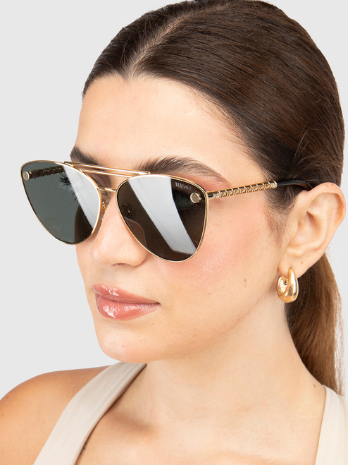 Versace Gold Frame Dark Grey Sunglasses