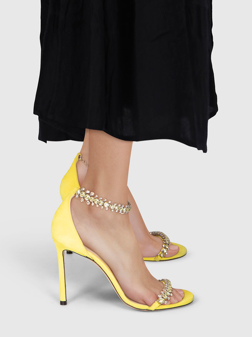 Jimmy Choo Yellow Suede Shiloh Heeled Sandals
