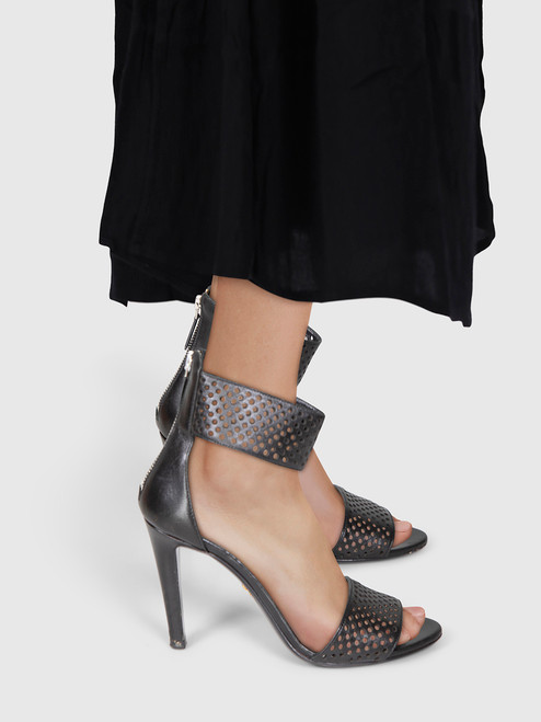 Prada Black Laser Cut Sandals