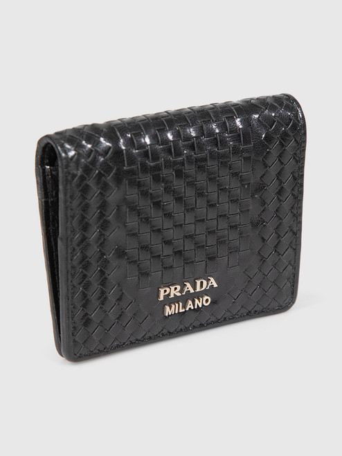 Prada Black Woven Leather Wallet Prada Black Woven Leather Wallet