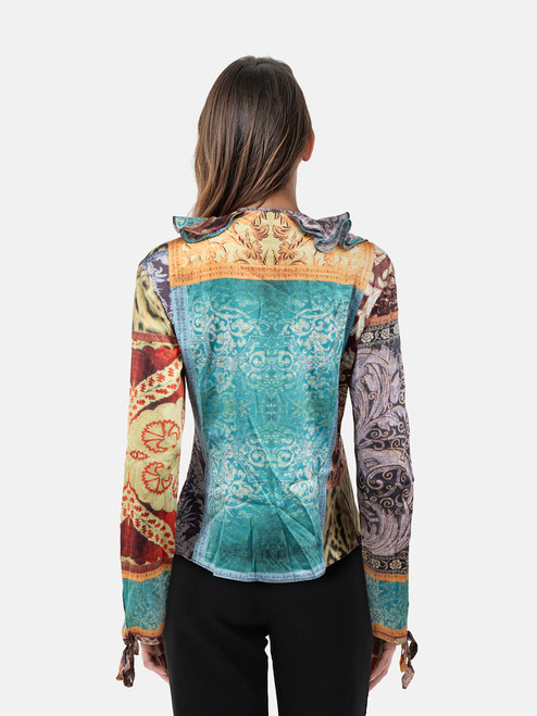 Roberto Cavalli Abstract Ruffled Blouse