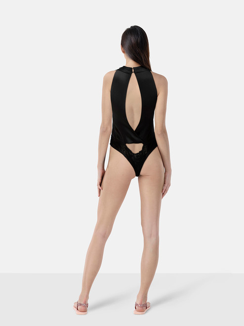 Brandon Maxwell Black Silk Sleeveless Bodysuit