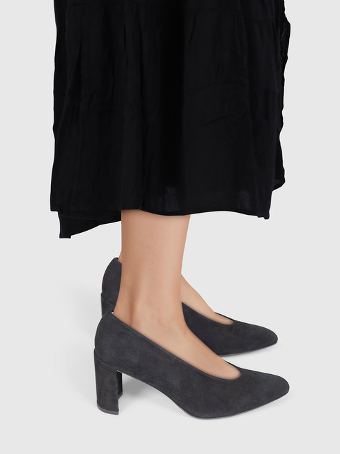 Stuart Weitzman Black Suede Pointed Pumps
