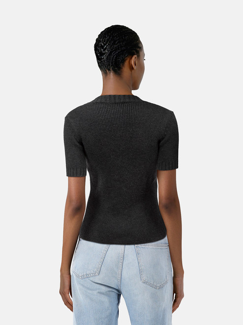 Dolce & Gabbana Grey Wool Short Sleeve Knit Top Dolce & Gabbana Grey Wool Short Sleeve Knit Top
