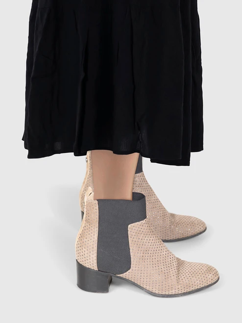 Jimmy Choo Beige Embellished Suede Ankle Boots