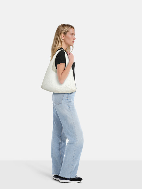Bottega Veneta White Leather Intrecciato Hobo Bag
