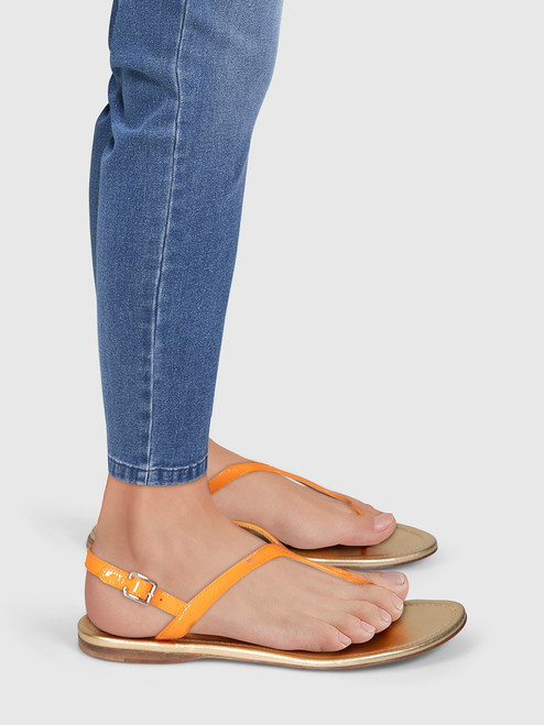 Prada Orange Patent Leather Thong Sandals