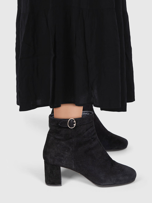 Prada Black Suede Mid Heel Ankle Boots