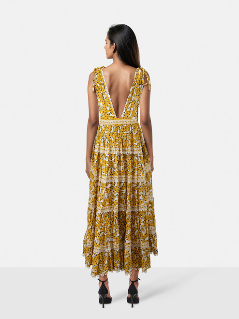 FARM Rio Spotted Bananas Tiered Dress