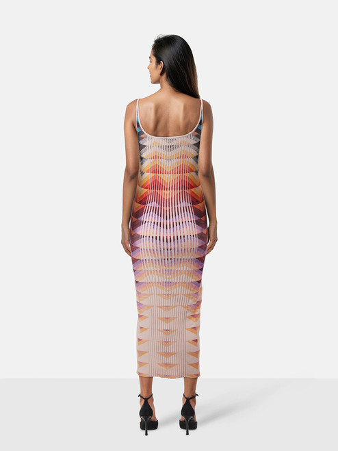 Paco Rabanne Abstract Ribbed Knit Midi Dress