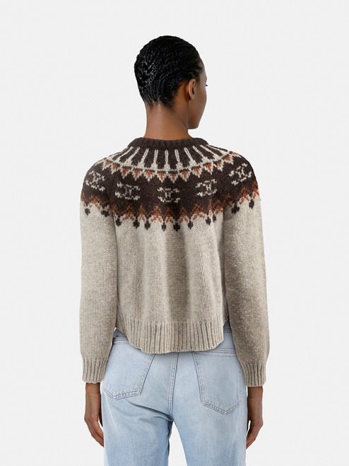 Céline Grey & Brown Fair Isle Wool Sweater
