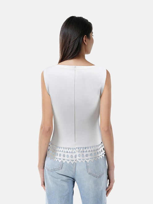 Alaïa White Laser Cut Hem Tank Top