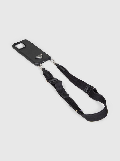 Prada Black Saffiano Leather iPhone 15 Pro Max Case