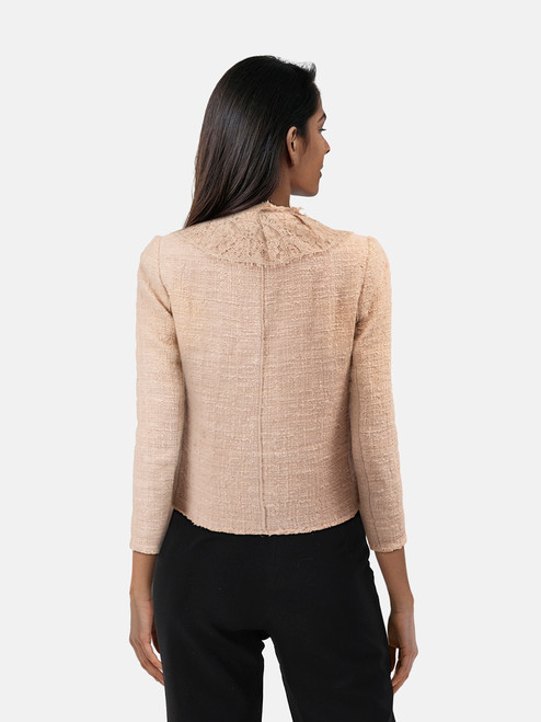 Dolce & Gabbana Pink Lace Trim Jacket