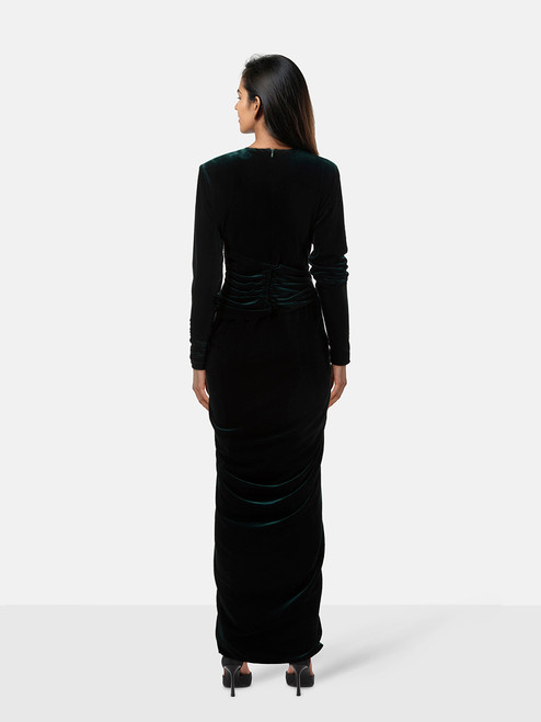 Alexandre Vauthier Green Velvet Maxi Dress