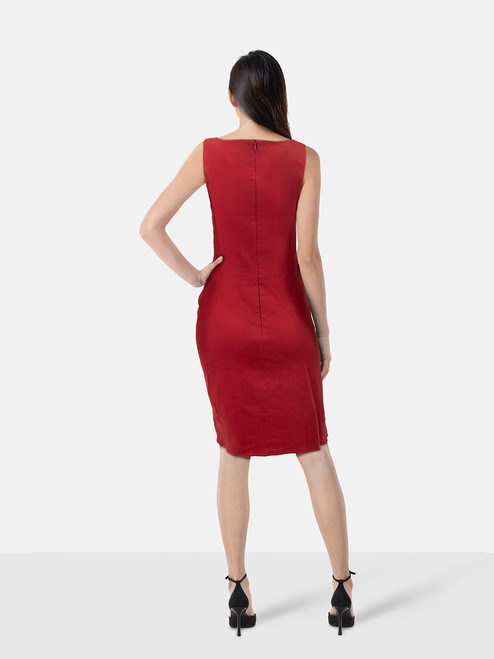 Lanvin Red Square Neckline Dress