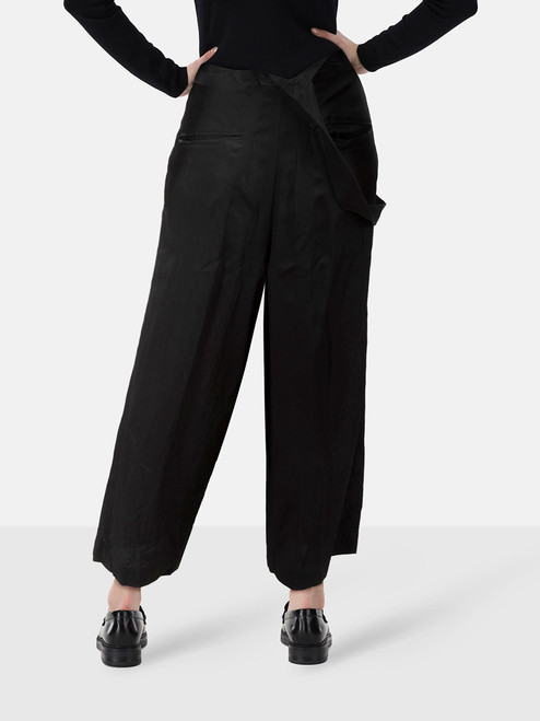 Yohji Yamamoto Black Draped Belt Trousers