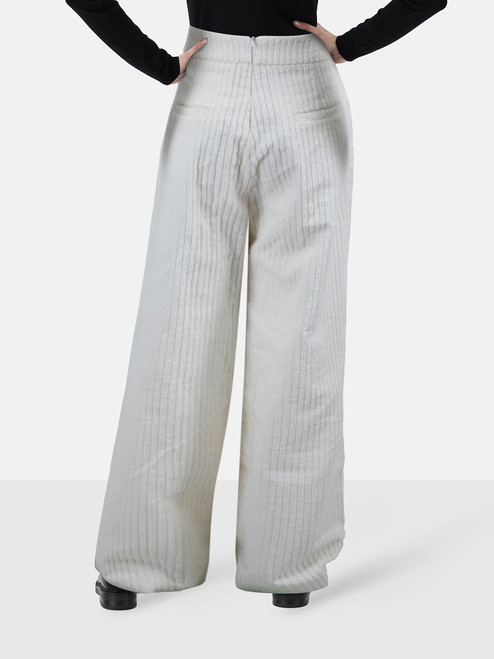 Michael Lo Sordo White Corduroy Wide Leg Trousers