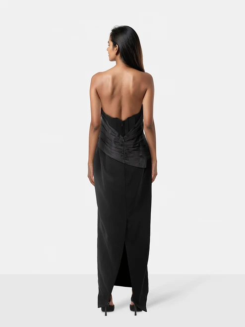 Carolina Herrera Black Ruched Strapless Gown