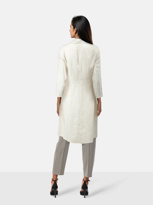 Etro Ecru Double Breasted Long Blazer