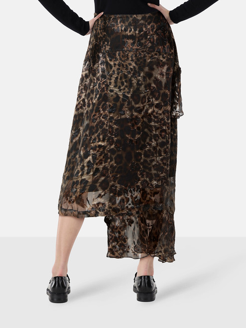 Preen By Thornton Bregazzi Brown Silk Leopard Skirt