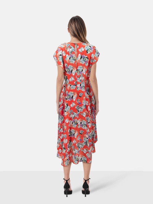Iro Red Silk Floral Print Dress