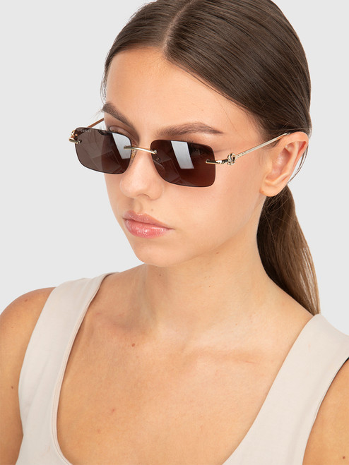 Gucci Brown Tinted Rimless Sunglasses