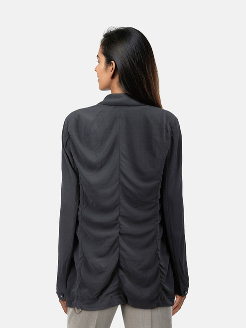 Chanel Vintage Grey Single Breasted CC Blazer