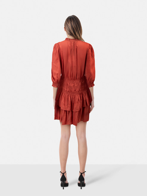 Maje Teracotta Long Sleeve Mini Dress