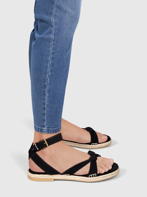 ba&sh Black Suede Espadrille Sandals