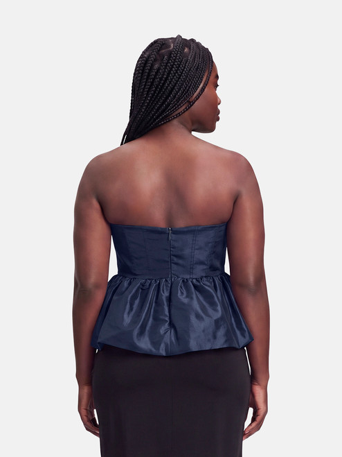 Kika Vargas  Navy Peplum Top