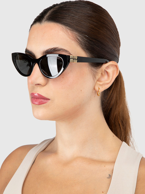 Miu Miu Black Butterfly Logo Sunglasses