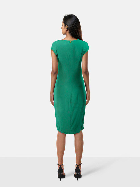 Roberto Cavalli Green Midi Ruched Dress