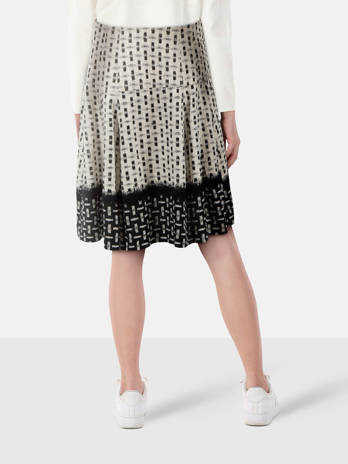 Oscar de la Renta Black & White Silk Skirt