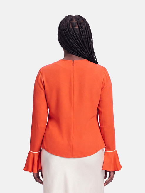 Roksanda Orange Silk Ruffle Cuff Blouse