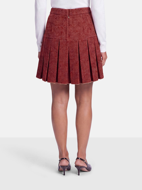 Dolce & Gabbana Red Wool Mini Pleated Skirt