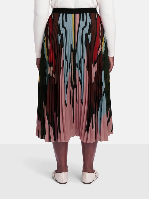 Elie Saab Abstract Pattern Pleated Skirt