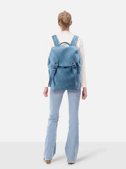 Dior 2026 Blue Oblique Leather Jett Flap Backpack