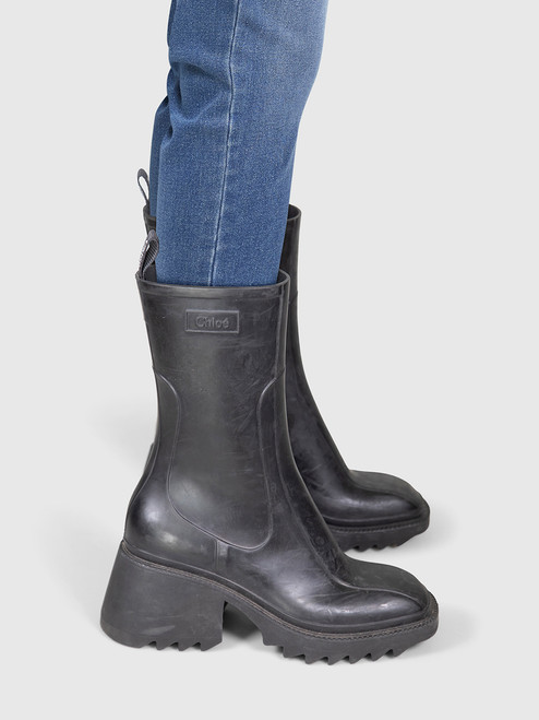 Chloé Black Rubber Betty Rain Boots