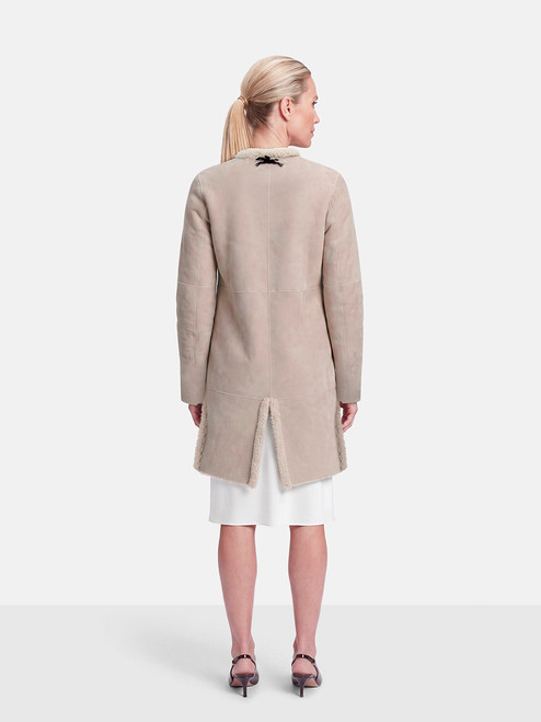 Longchamp Beige Shearling Mid Length Coat