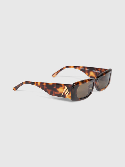 Linda Farrow Tortoiseshell Rectangle Mini Marfa Sunglasses