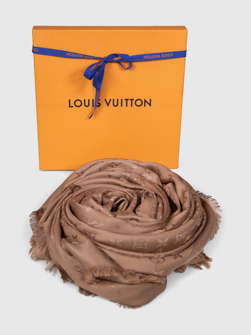 Louis Vuitton Brown Silk Monogram Shawl Louis Vuitton Brown Silk Monogram Shawl
