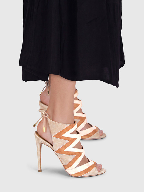 Aquazzura Terracotta Suede Frankie 105 Sandals