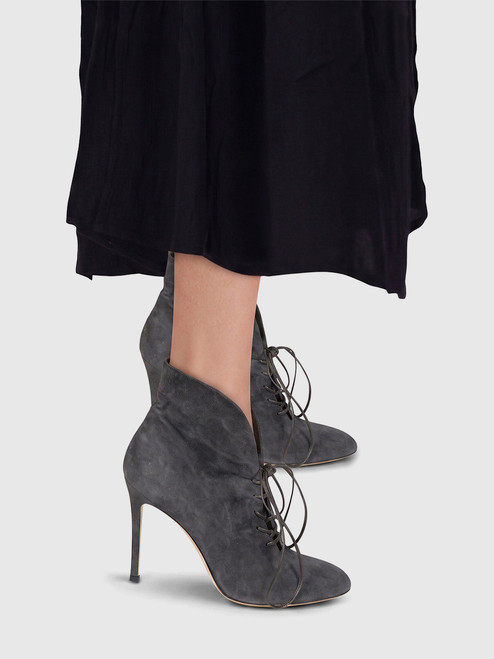 Gianvito Rossi Grey Suede Lace Up Boots