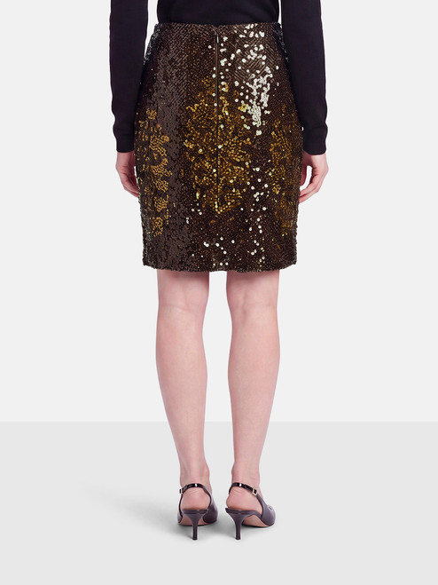 Oscar de la Renta Brown Wool Sequinned Mini Skirt