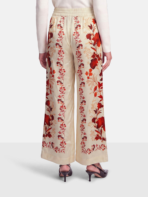 La DoubleJ Floral Print Silk Palazzo Trousers