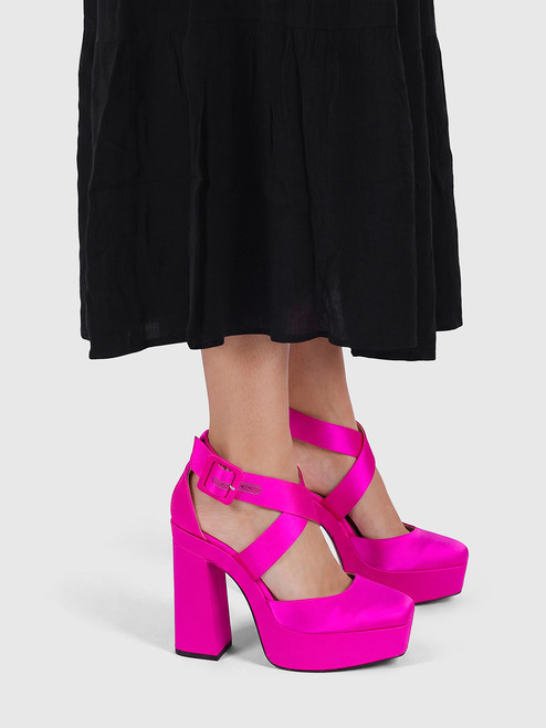 Jimmy Choo Pink Satin Gian 140mm Platform Pumps