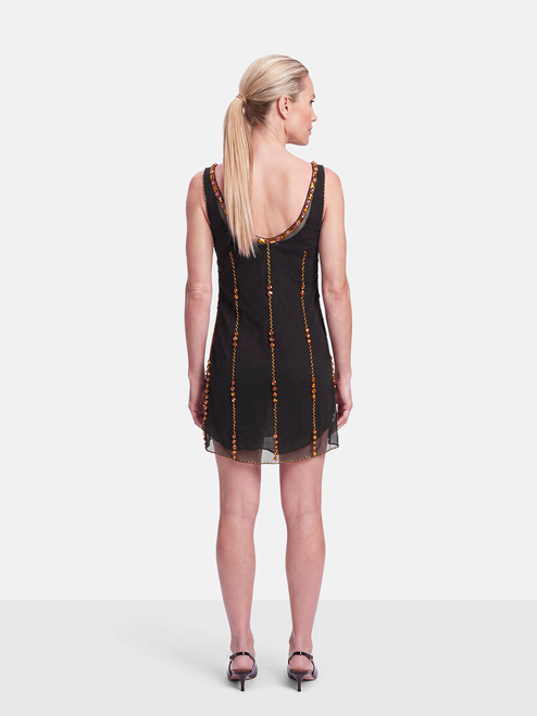 Prada Black Sheer Mesh Embellished Dress