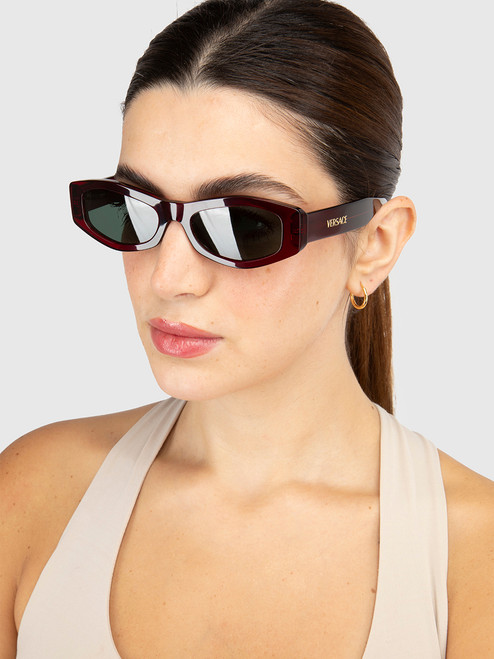 Versace Red Rectangle Sunglasses