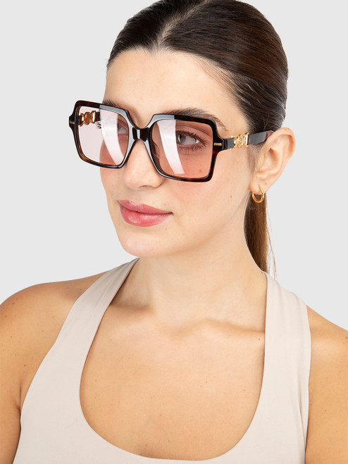 Versace Pink & Havana Square Sunglasses